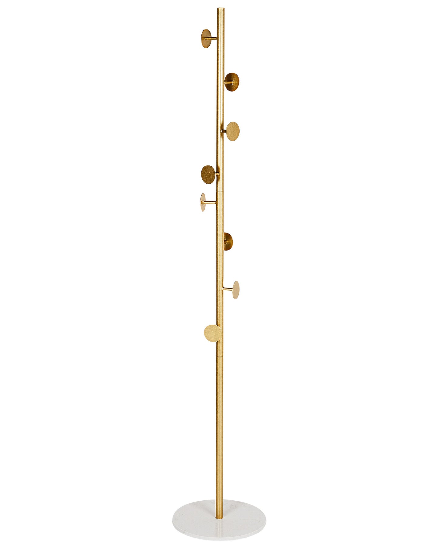 Gold Metal Marble Base Coat Stand Freestanding Industrial Jacket Rack For Hallways