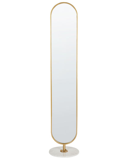 Luxor Home Gold Coat Stand with Mirror and Shelf Marble Base