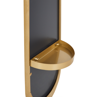 Luxor Home Gold Coat Stand with Mirror and Shelf Marble Base