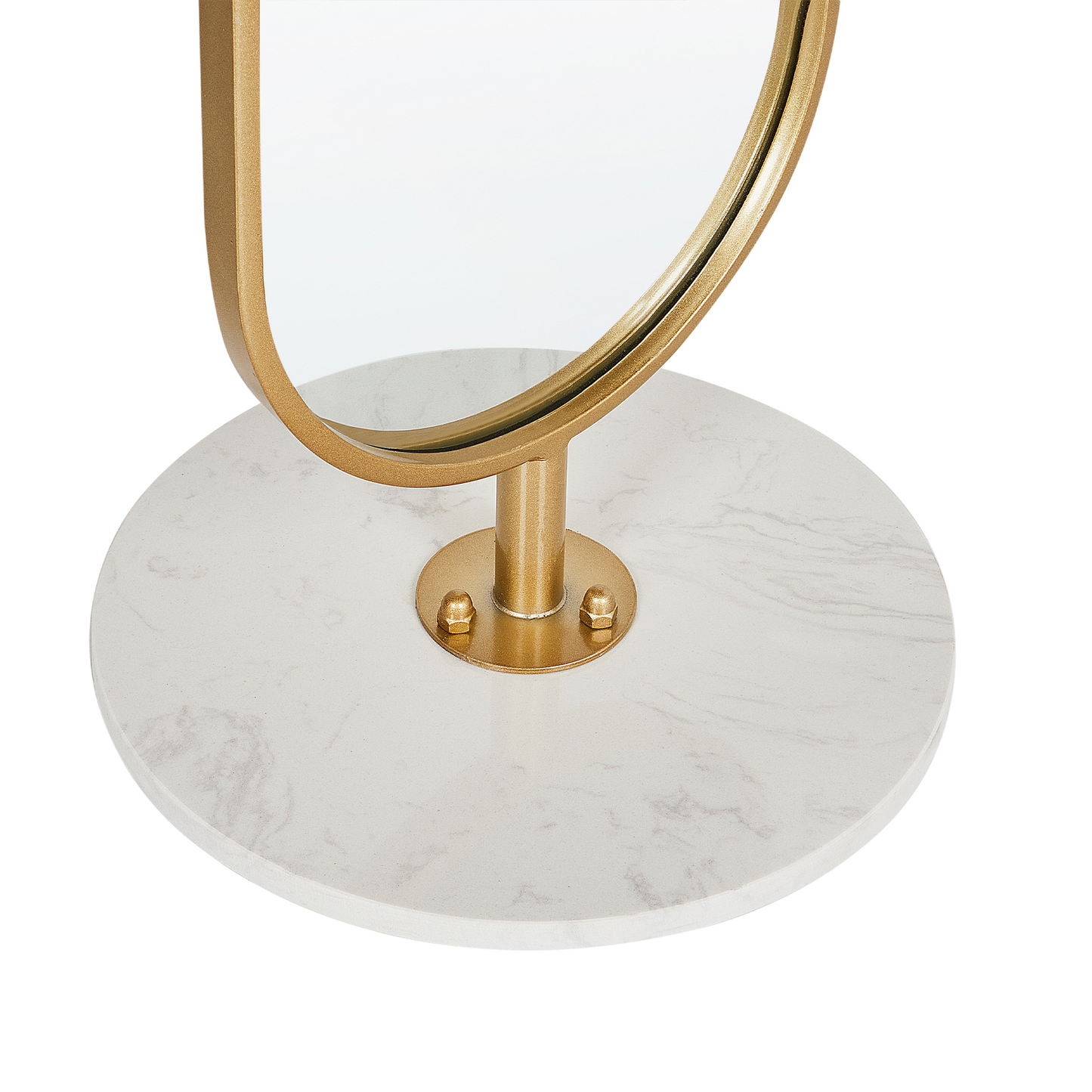 Luxor Home Gold Coat Stand with Mirror and Shelf Marble Base