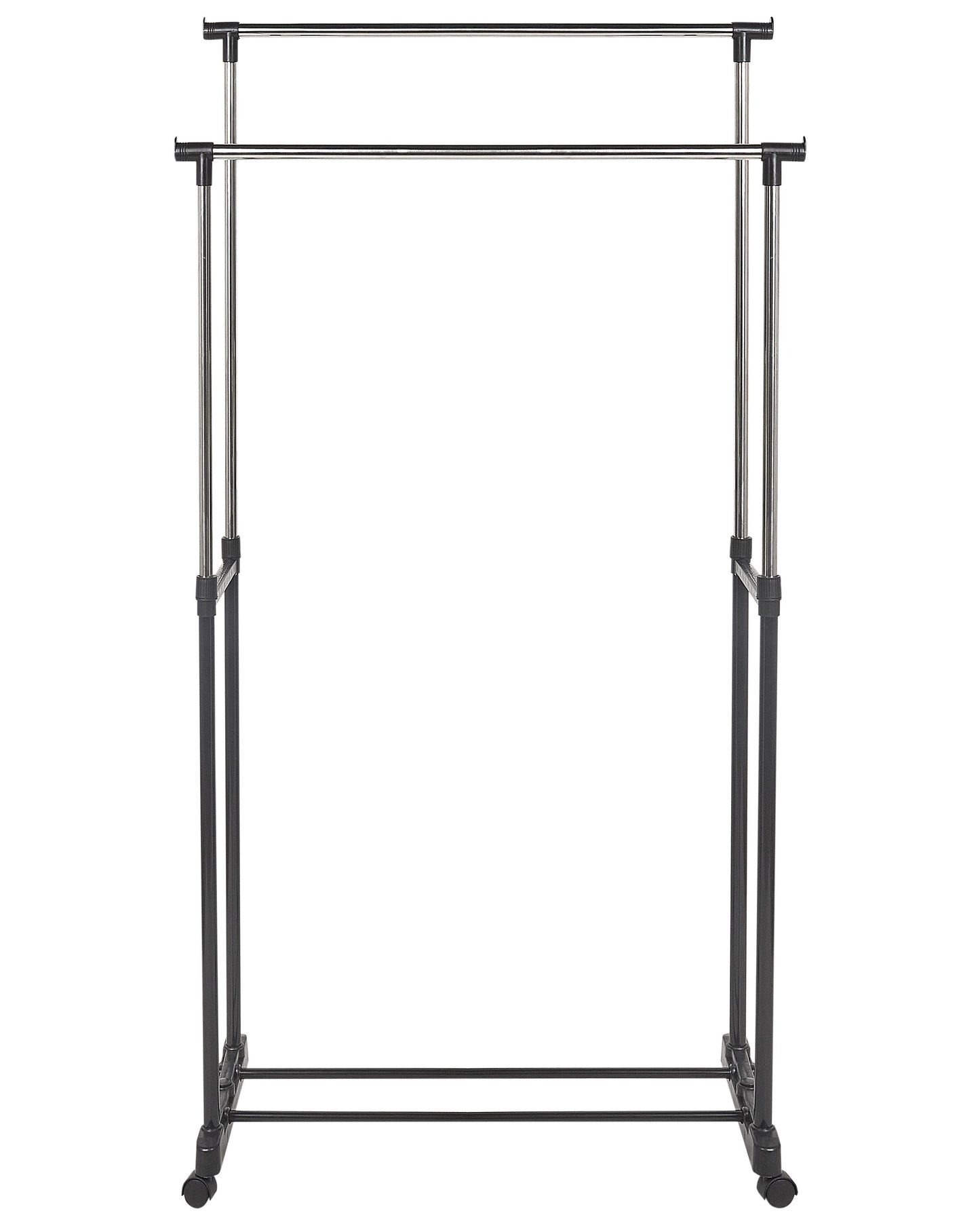 Coat Stand With Wheels Black Metal Freestanding Jacket Rack Industrial Hallway