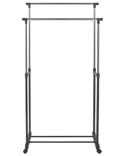 Coat Stand With Wheels Black Metal Freestanding Jacket Rack Industrial Hallway