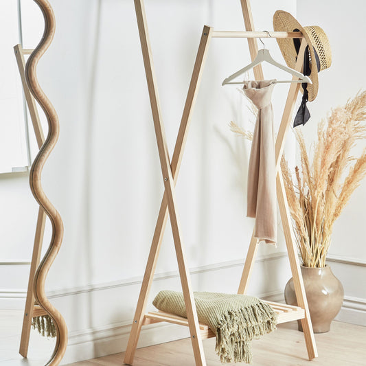 Clothes Rail Fir Light Brown 155cm Foldable Rack