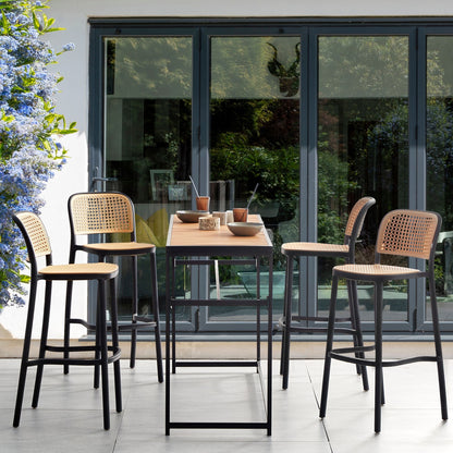 Nexa Beige and Black PP Seat Stackable Dining Bar Chairs Set of 4