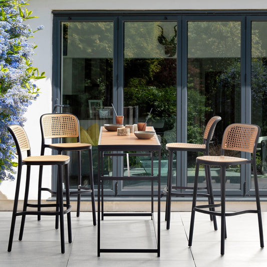 Nexa Beige and Black PP Seat Stackable Dining Bar Chairs Set of 4