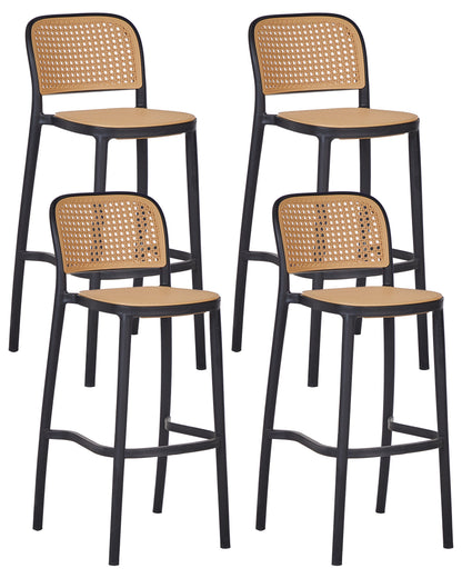 Nexa Beige and Black PP Seat Stackable Dining Bar Chairs Set of 4