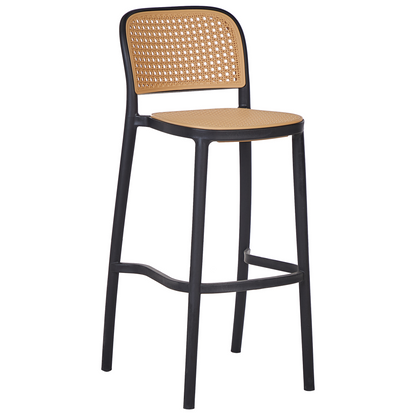 Nexa Beige and Black PP Seat Stackable Dining Bar Chairs Set of 4