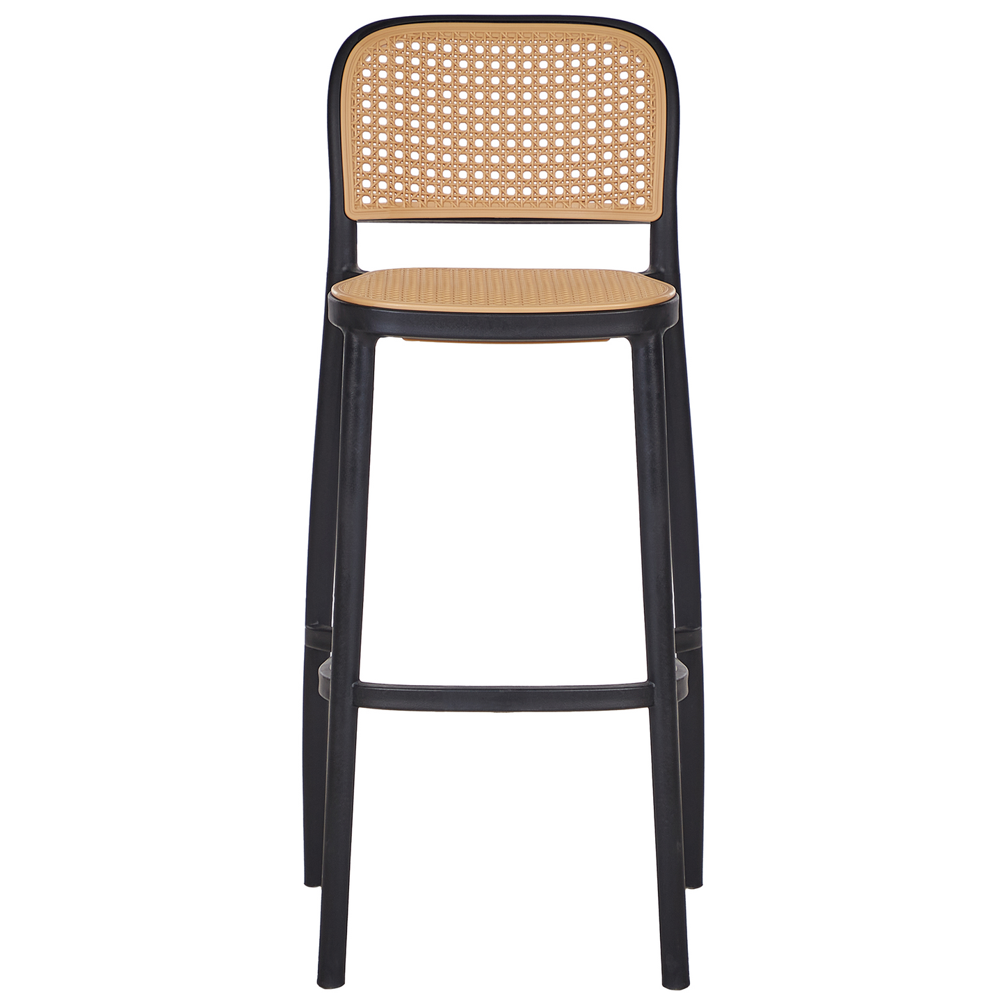 Nexa Beige and Black PP Seat Stackable Dining Bar Chairs Set of 4