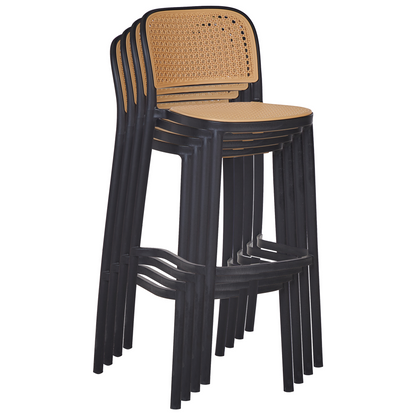 Nexa Beige and Black PP Seat Stackable Dining Bar Chairs Set of 4