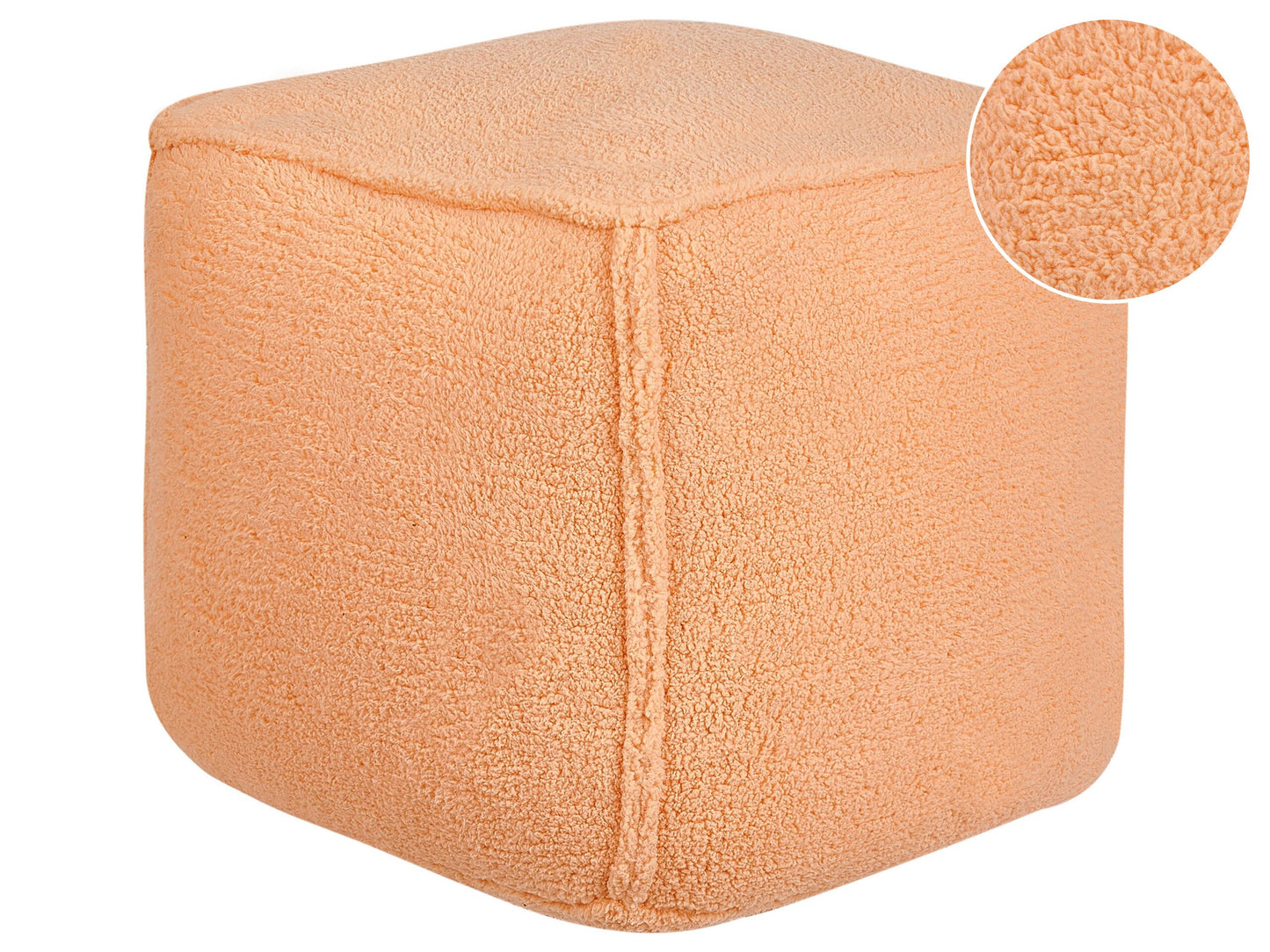 Orange Pouffe 40cm Fluffy Teddy Fabric Footstool
