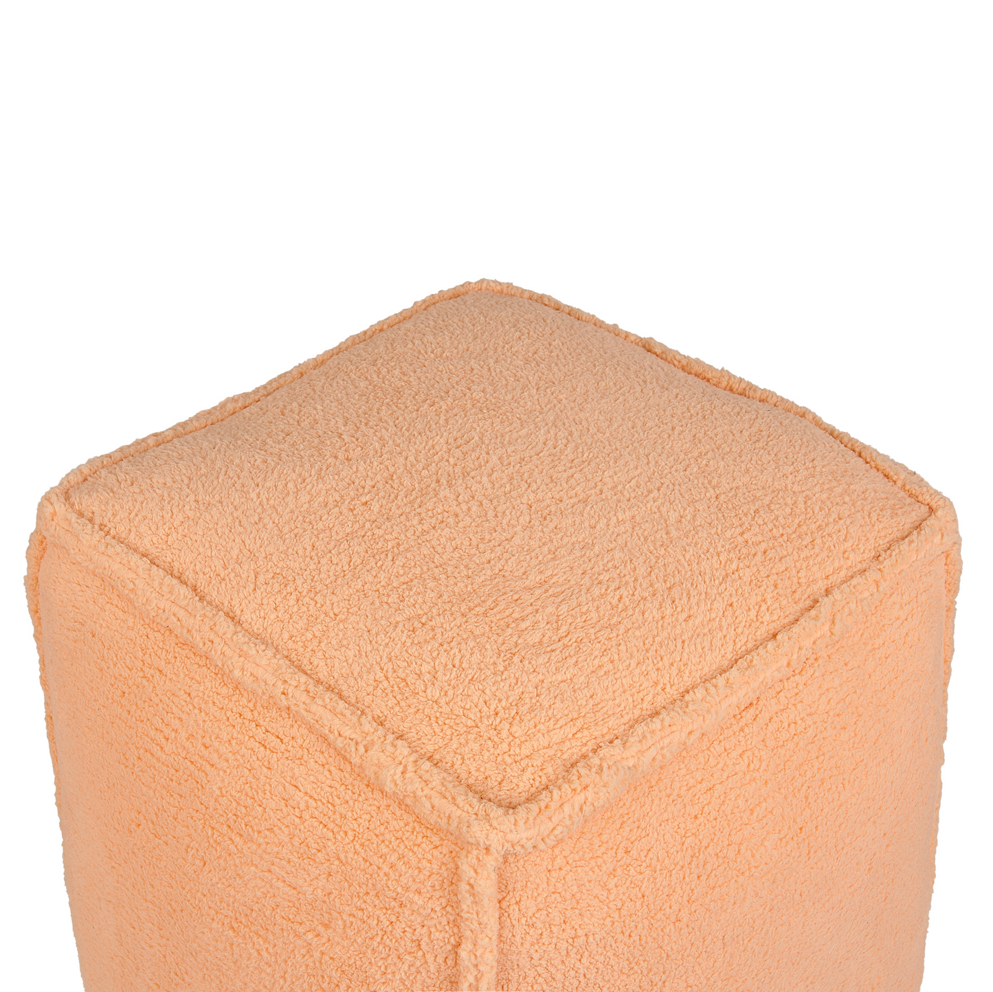 Orange Pouffe 40cm Fluffy Teddy Fabric Footstool