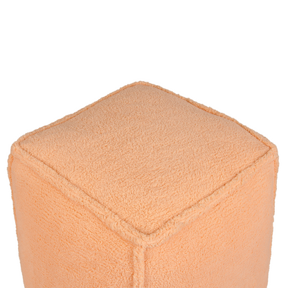 Orange Pouffe 40cm Fluffy Teddy Fabric Footstool