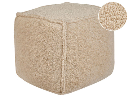 Pouffe 40cm Light Brown Teddy Fabric Seat