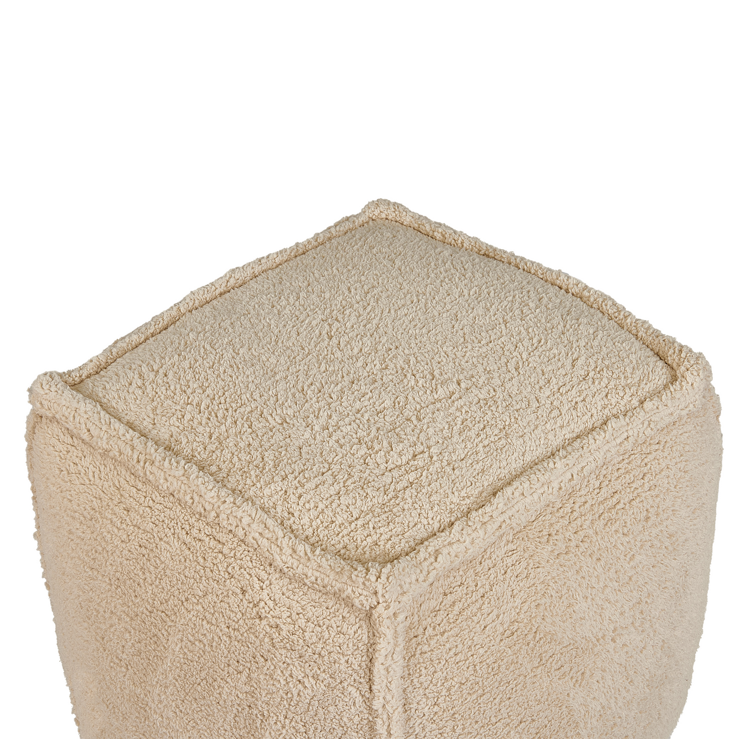 Pouffe 40cm Light Brown Teddy Fabric Seat