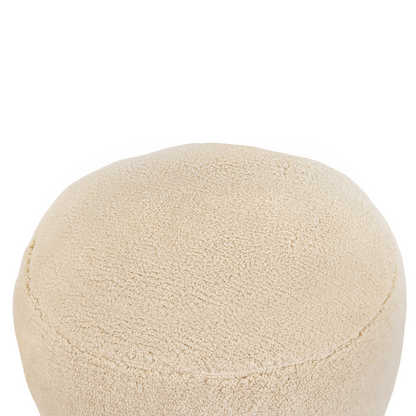 Pouffe Beige 50 x 50 x 30 Teddy Fabric Round Seat