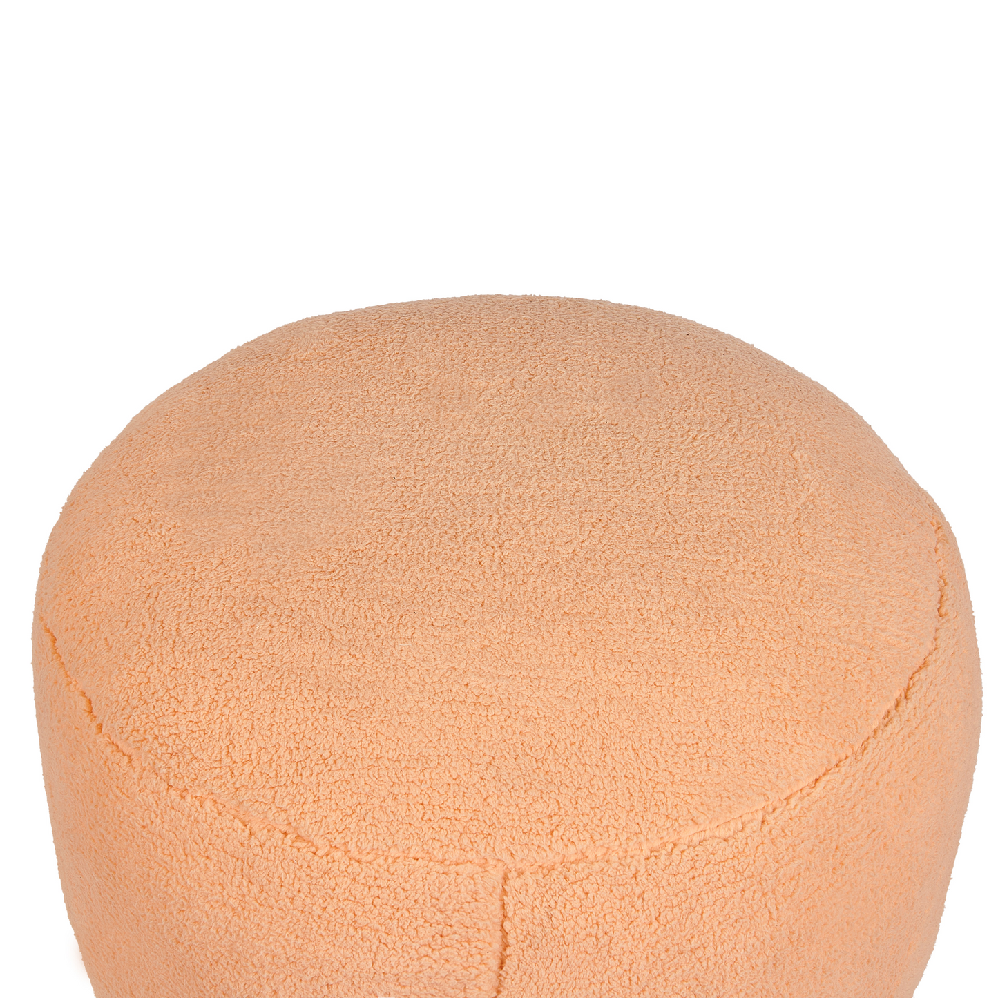 Orange Pouffe 50 x 50 x 30cm Fluffy Teddy Fabric Round Seat for Living Room Accent