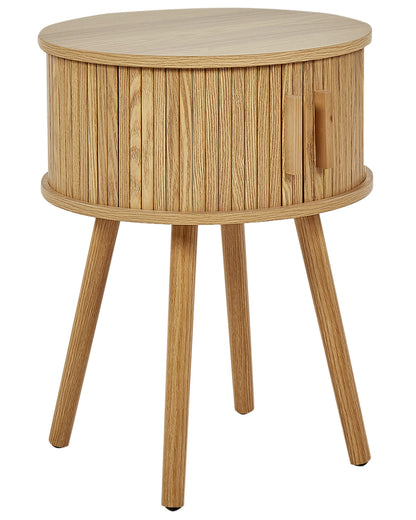 NovaNest Nightstand Bedside Table Light Brown Sliding Cabinet 45 cm