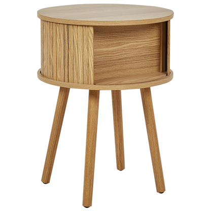 NovaNest Nightstand Bedside Table Light Brown Sliding Cabinet 45 cm