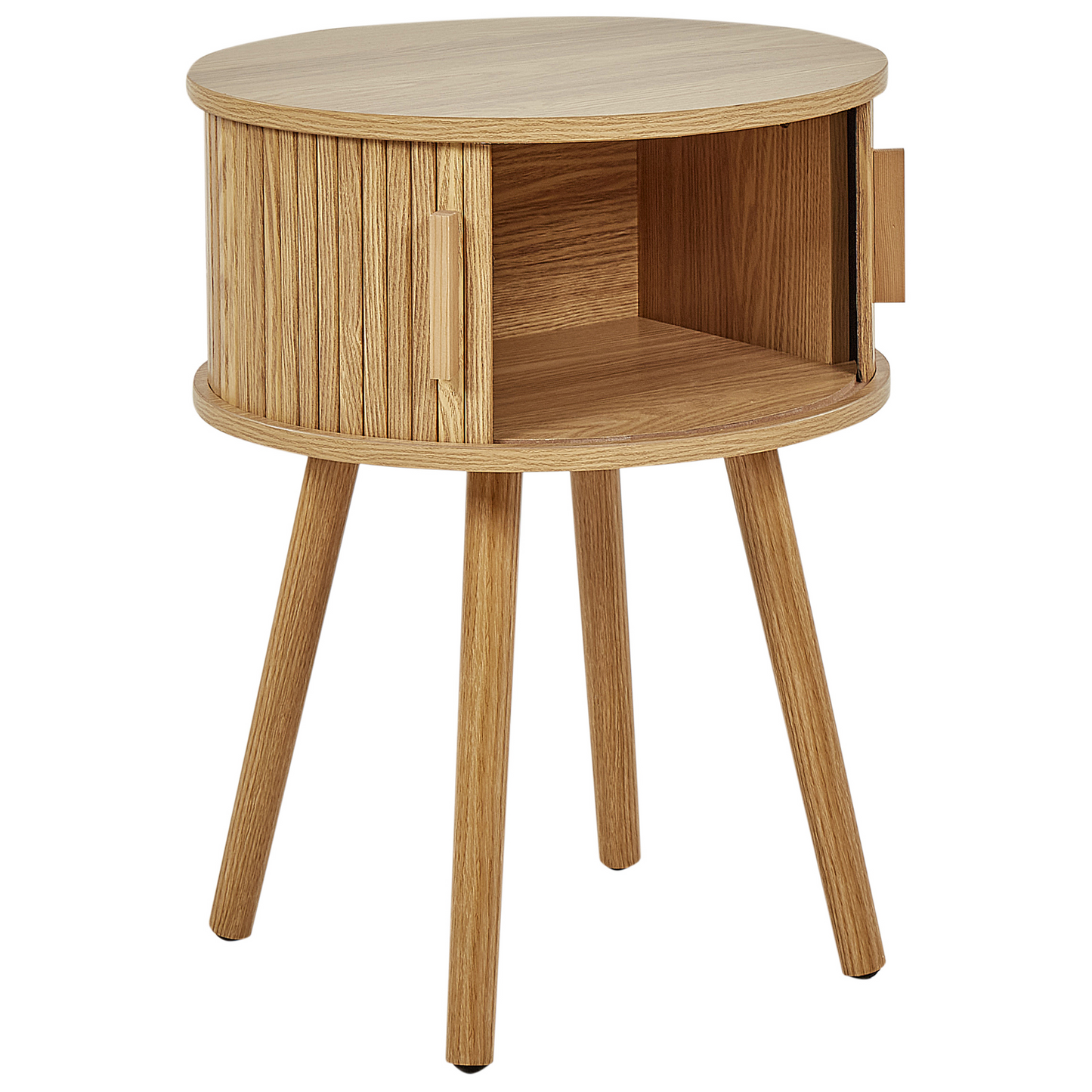 NovaNest Nightstand Bedside Table Light Brown Sliding Cabinet 45 cm