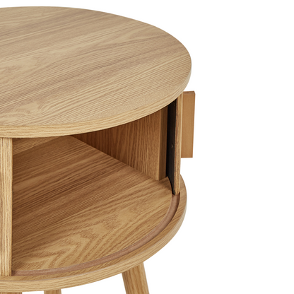 NovaNest Nightstand Bedside Table Light Brown Sliding Cabinet 45 cm