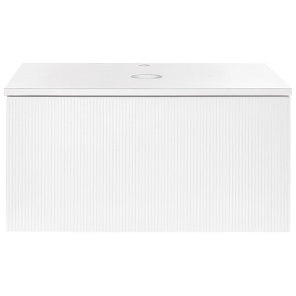 NovaHome White Wall Mounted Cabinet 80x52 cm Fluted Front 1 Drawer