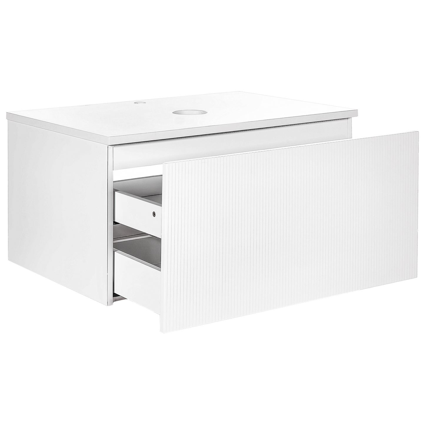 NovaHome White Wall Mounted Cabinet 80x52 cm Fluted Front 1 Drawer