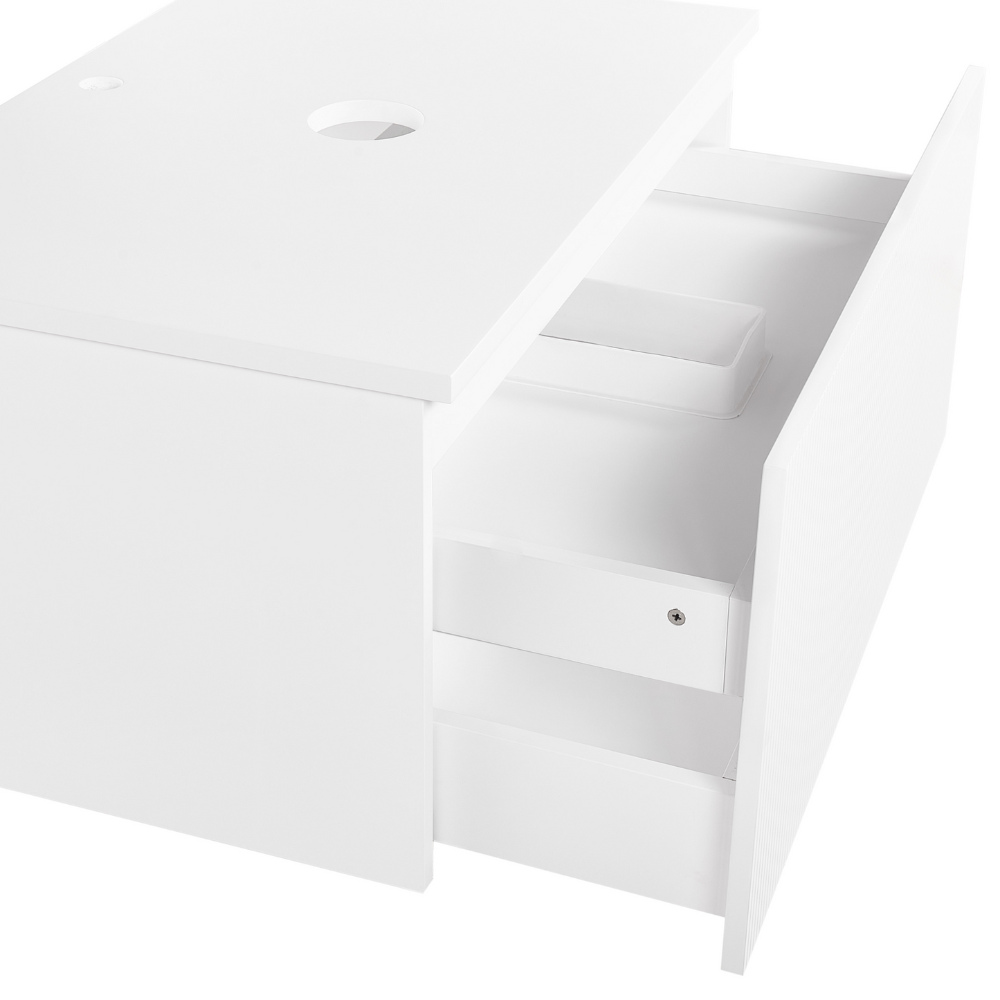 NovaHome White Wall Mounted Cabinet 80x52 cm Fluted Front 1 Drawer