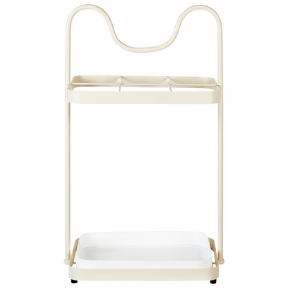 Modern Beige Iron Umbrella Stand With Drip Tray, Metal Hallway Organizer