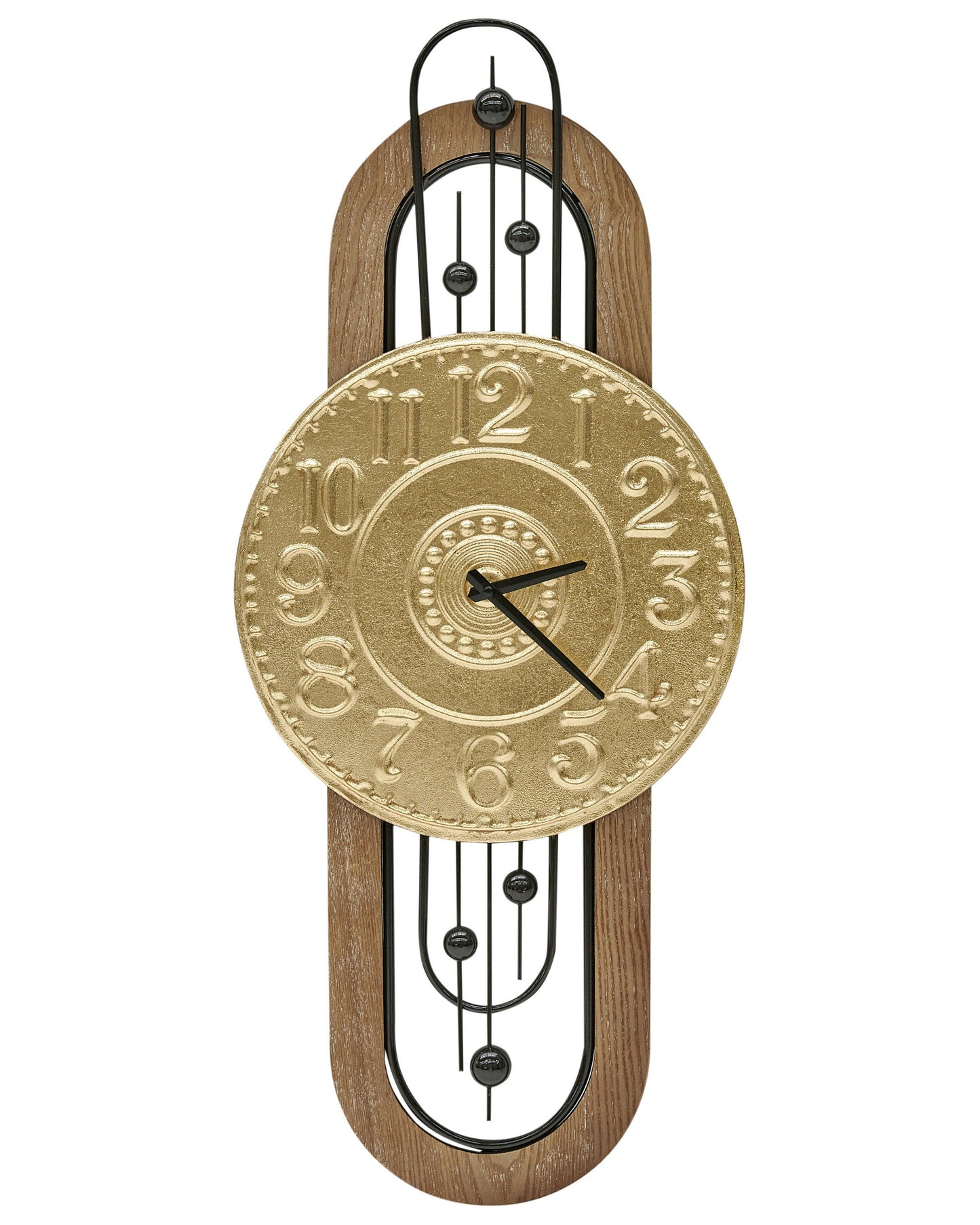 Heritage Home Wall Clock Gold Iron Frame Spade Black Numerals 36 x 83cm Vintage Retro Design
