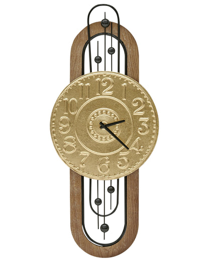 Heritage Home Wall Clock Gold Iron Frame Spade Black Numerals 36 x 83cm Vintage Retro Design