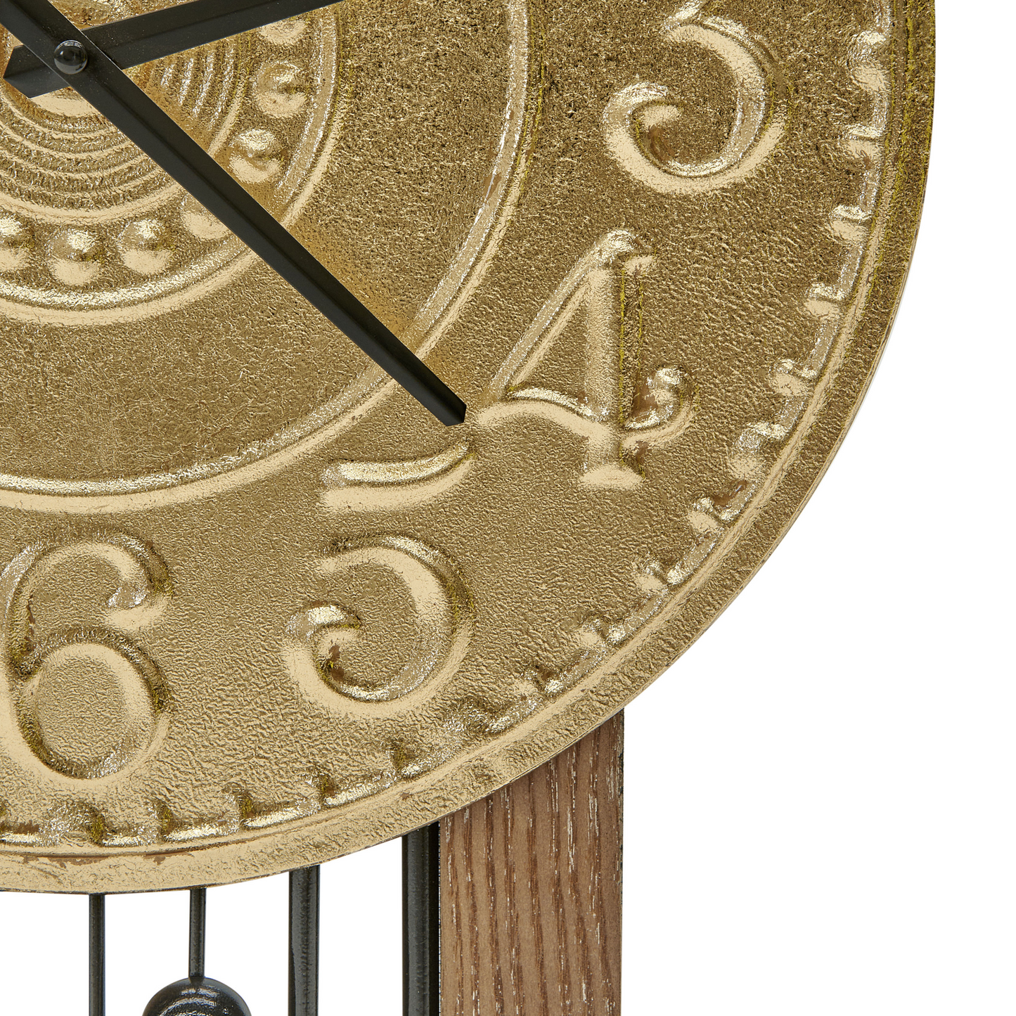 Heritage Home Wall Clock Gold Iron Frame Spade Black Numerals 36 x 83cm Vintage Retro Design