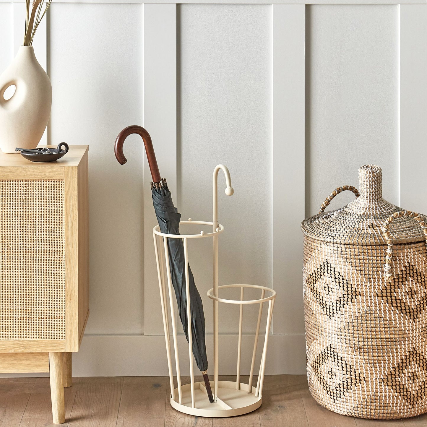Umbrella Stand Metal Iron Light Beige Modern Hallway And Living Room Organizer