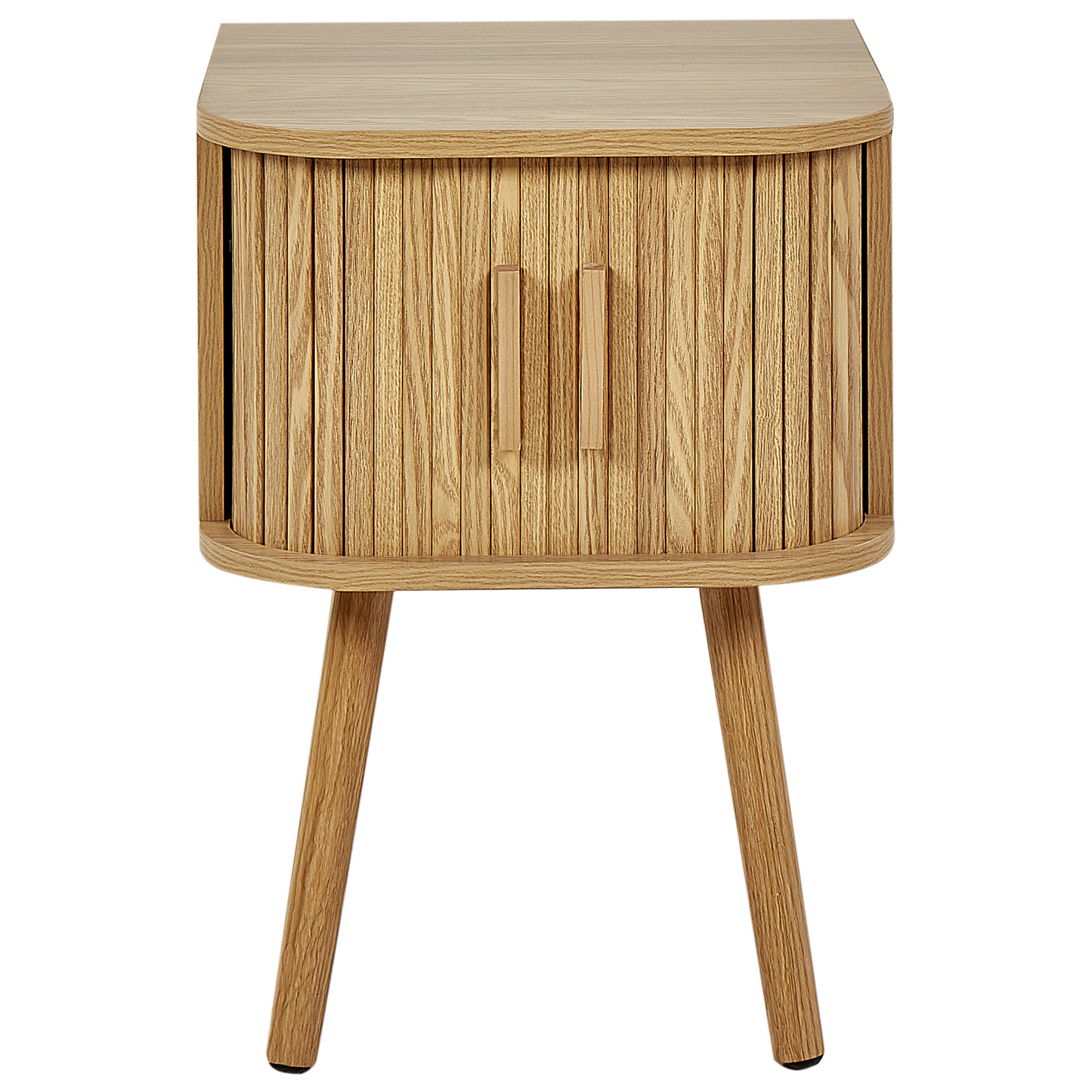 Nightstand Bedside Table Light Brown MDF With Solid Wood Legs 40x40 CM Sliding Cabinet