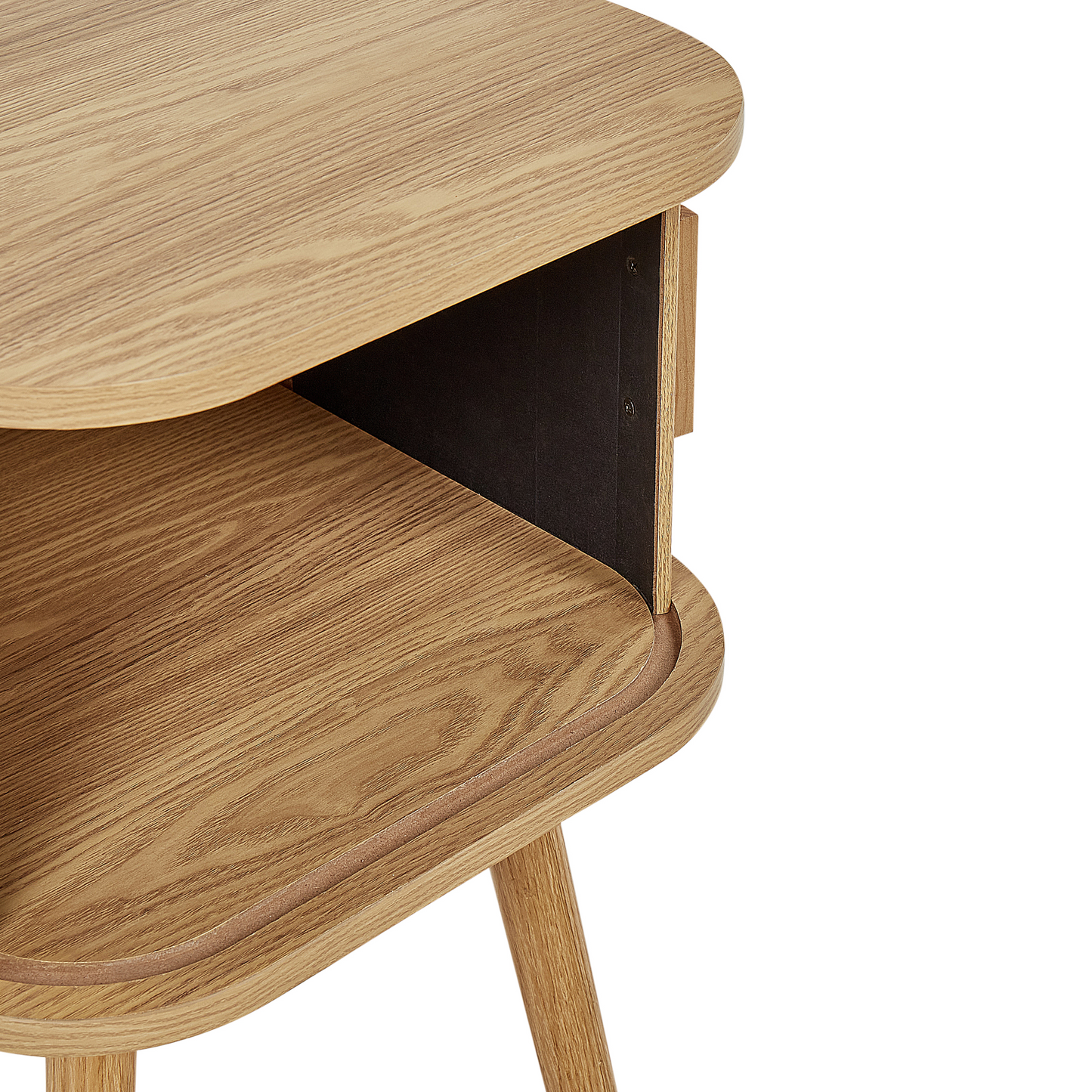 Nightstand Bedside Table Light Brown MDF With Solid Wood Legs 40x40 CM Sliding Cabinet