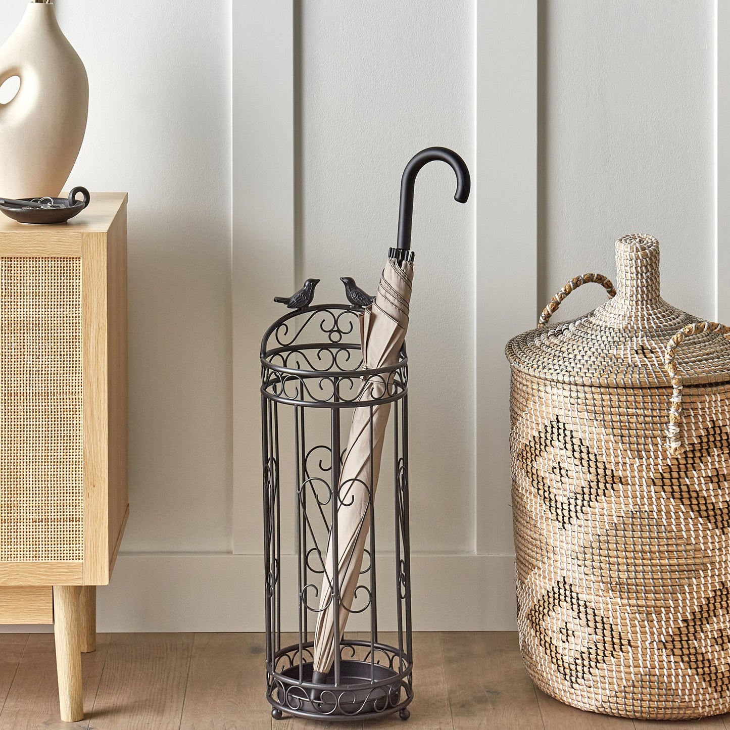 Nesting Co Iron Birdcage Umbrella Stand Black Metal