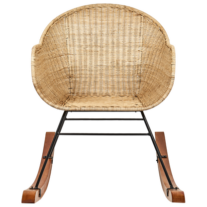 Set Of 2 Natural Rattan Rocking Chairs For Indoor Outdoor