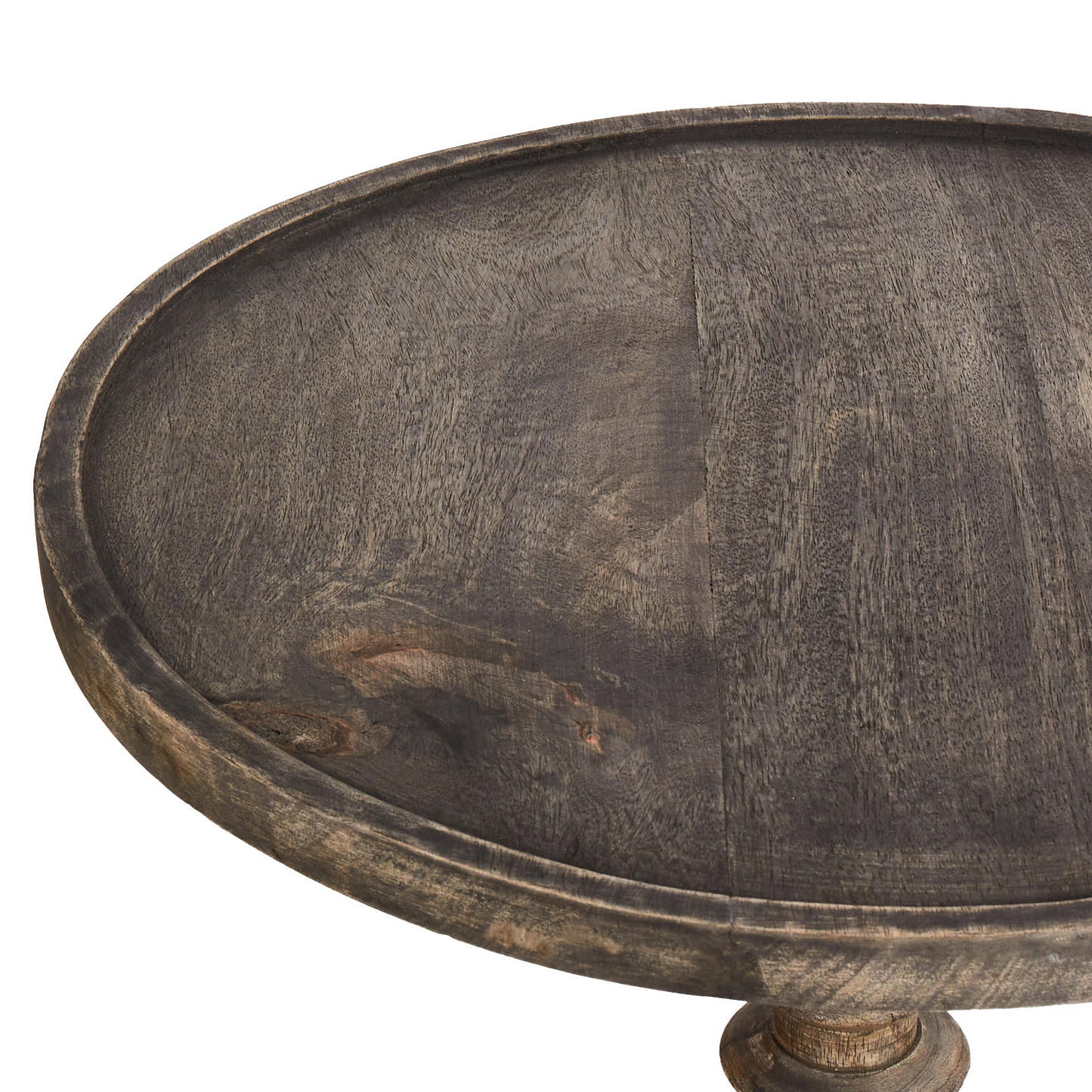 Dark Mango Wood Round Side Tables Set Of 2 Pedestal Bases