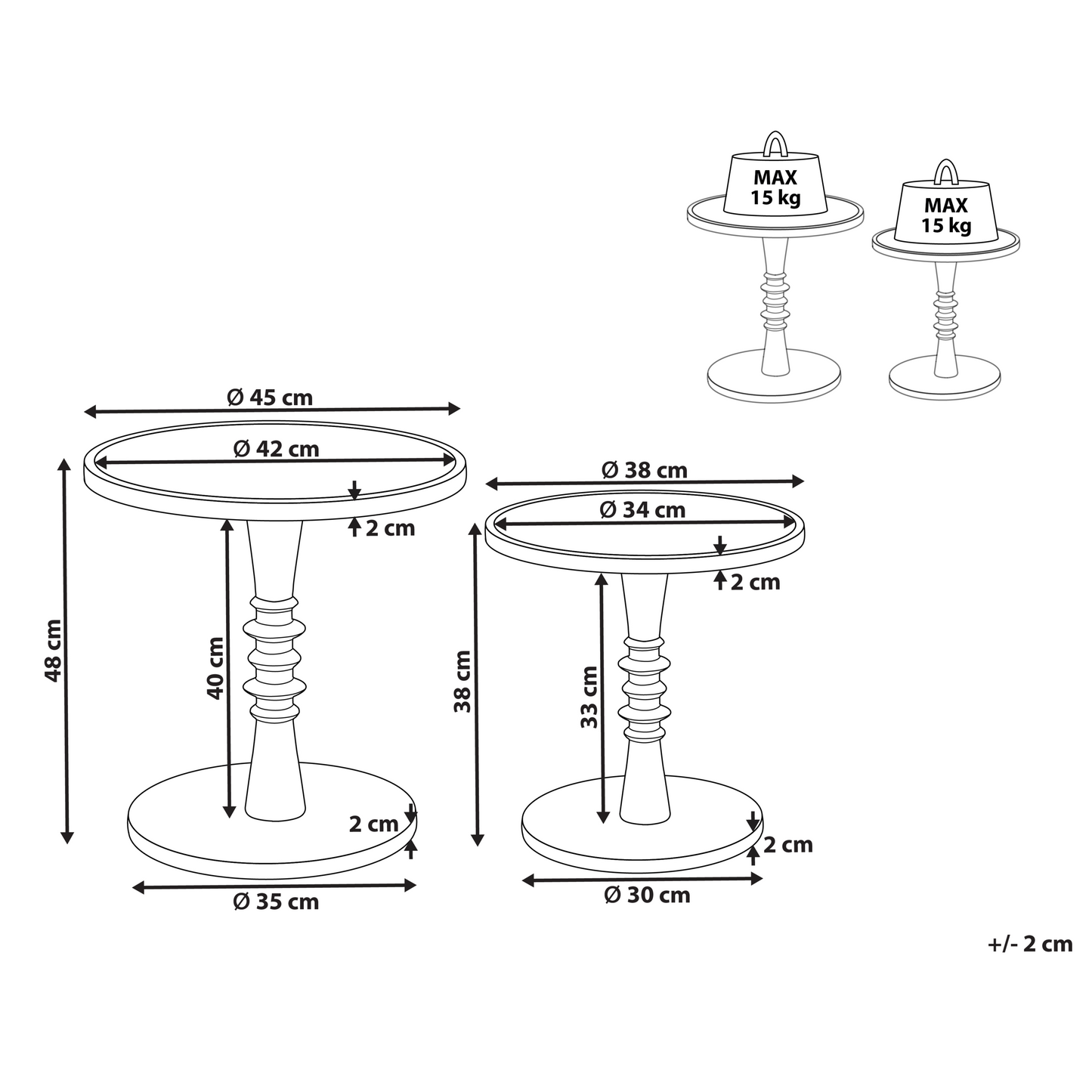 Dark Mango Wood Round Side Tables Set Of 2 Pedestal Bases