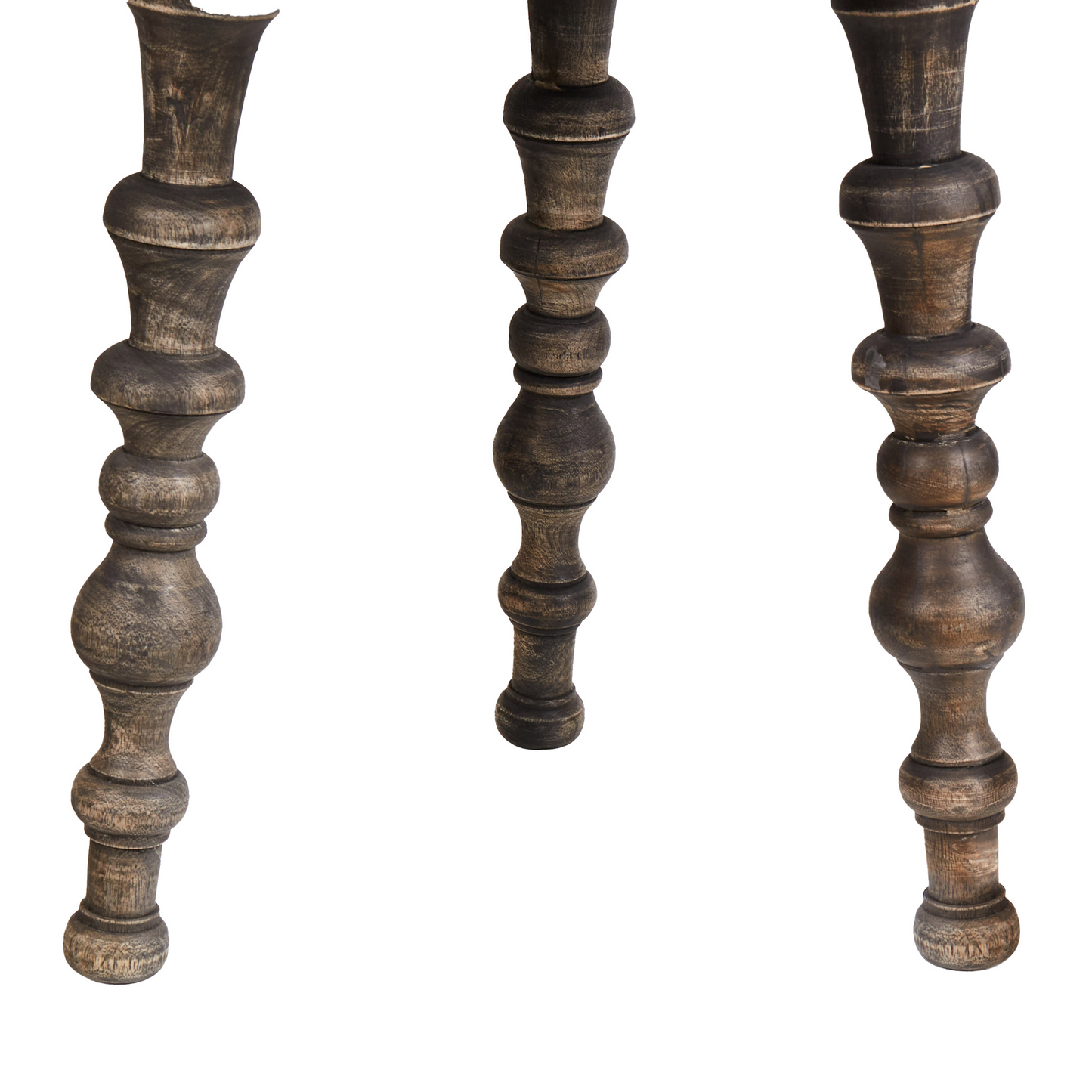 Mango Wood Co Set of 2 Side Tables Dark Round Top Traditional Design