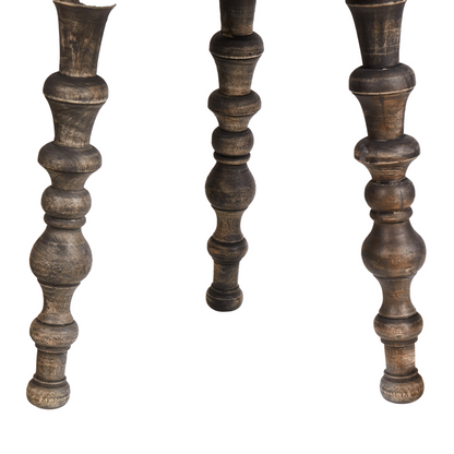 Mango Wood Co Set of 2 Side Tables Dark Round Top Traditional Design