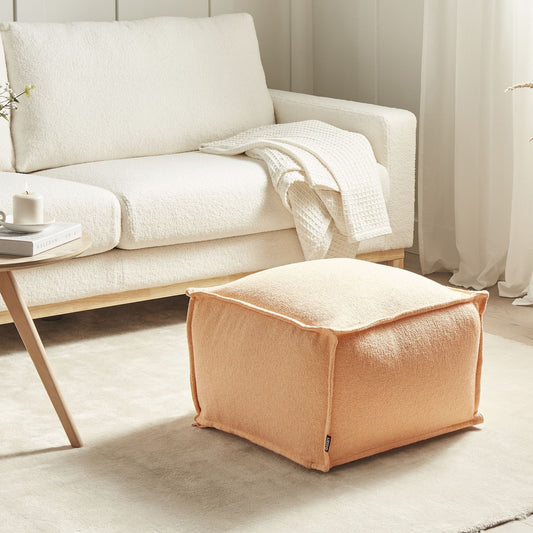 Pouffe Orange Cotton EPS Balls Removable Cover Footstool