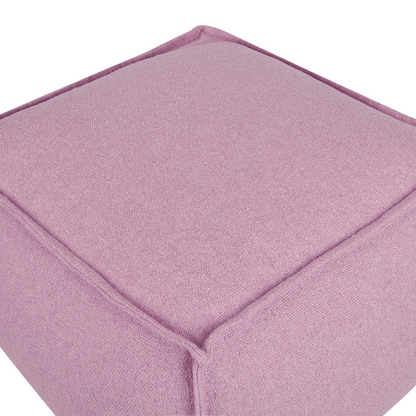 Pouffe Pink Cotton EPS Balls Square Footstool