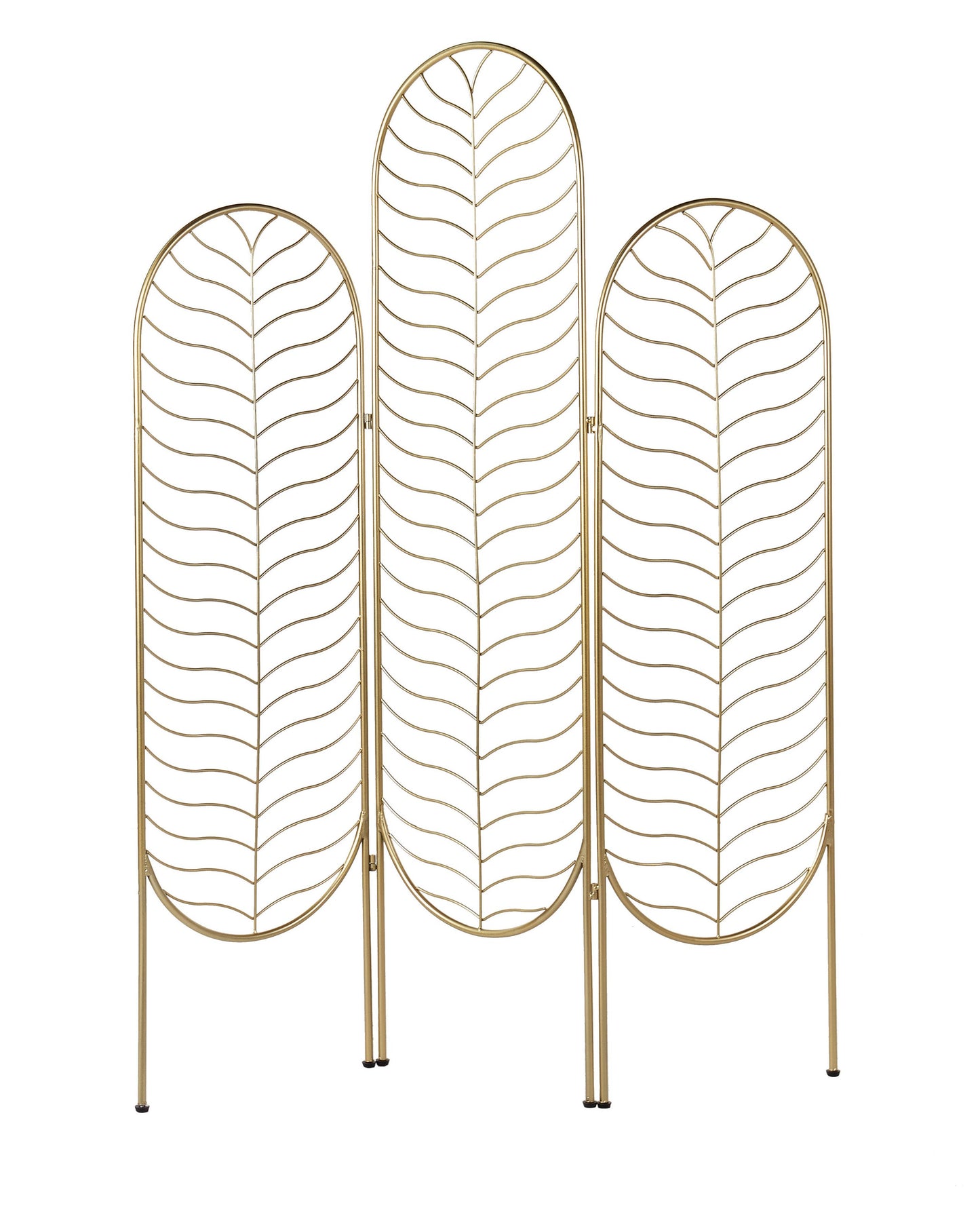 Gold Room Divider 3-Panel Folding Iron Frame Screen
