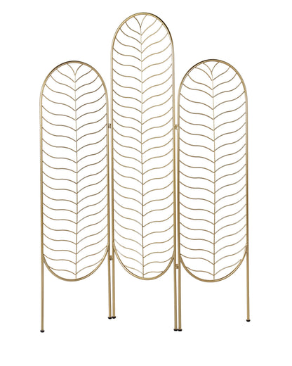 Gold Room Divider 3-Panel Folding Iron Frame Screen