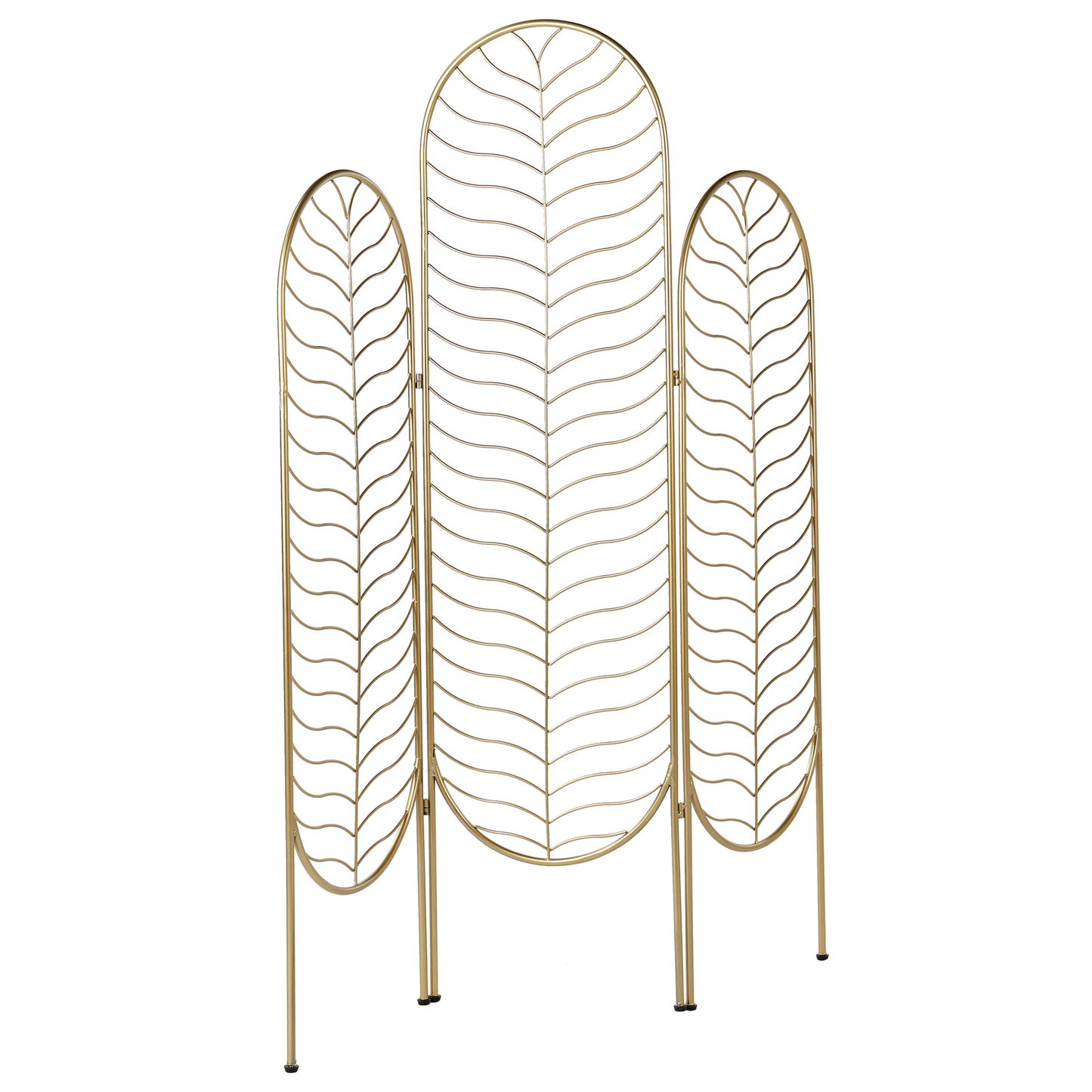Gold Room Divider 3-Panel Folding Iron Frame Screen