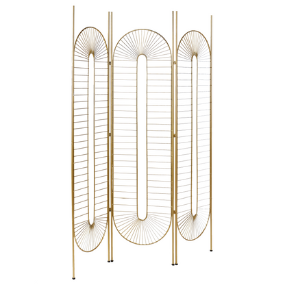 Gold Metal Iron Frame 3 Panel Room Divider Folding Screen