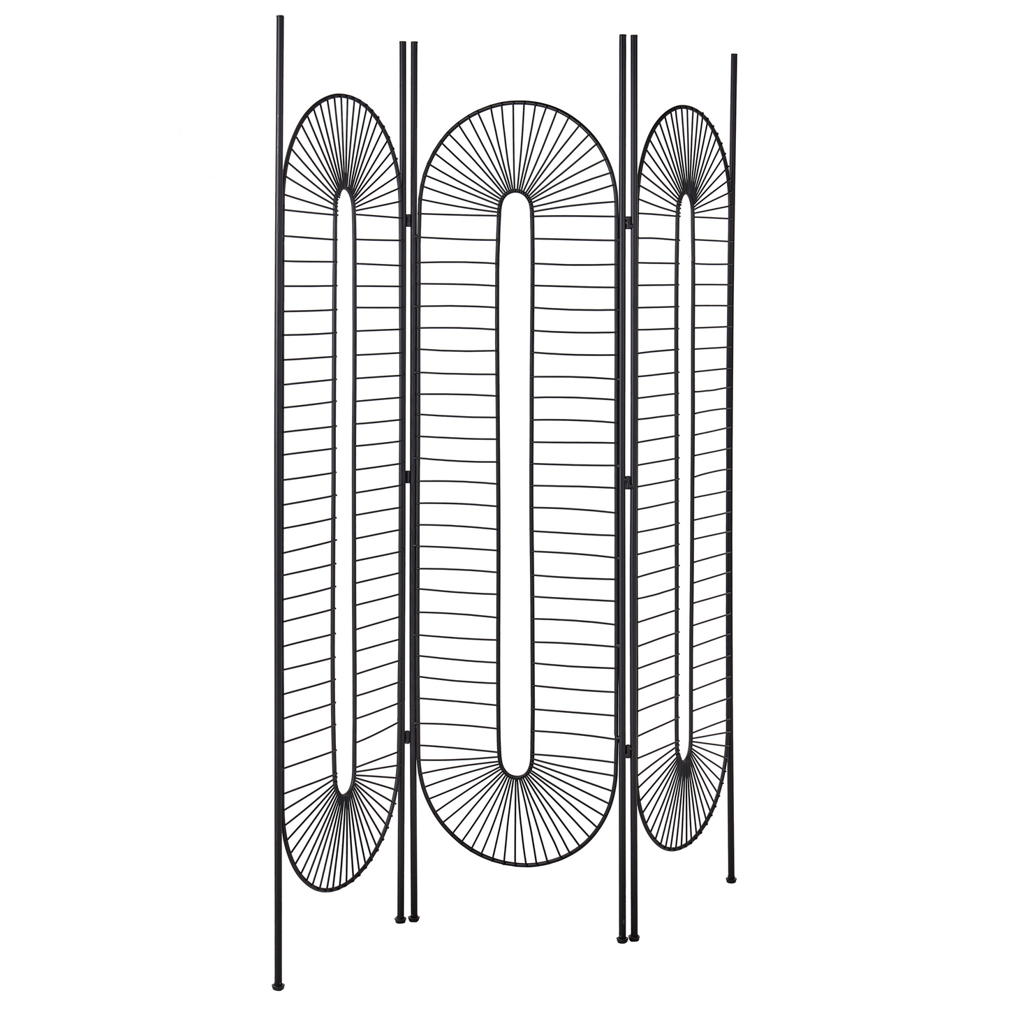 Casa Luxe Black 3 Panel Folding Room Divider Metal Screen