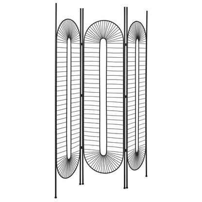 Casa Luxe Black 3 Panel Folding Room Divider Metal Screen