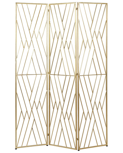 Elegant Home Gold Metal Room Divider 3 Panel Folding Screen
