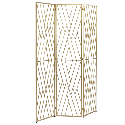 Elegant Home Gold Metal Room Divider 3 Panel Folding Screen
